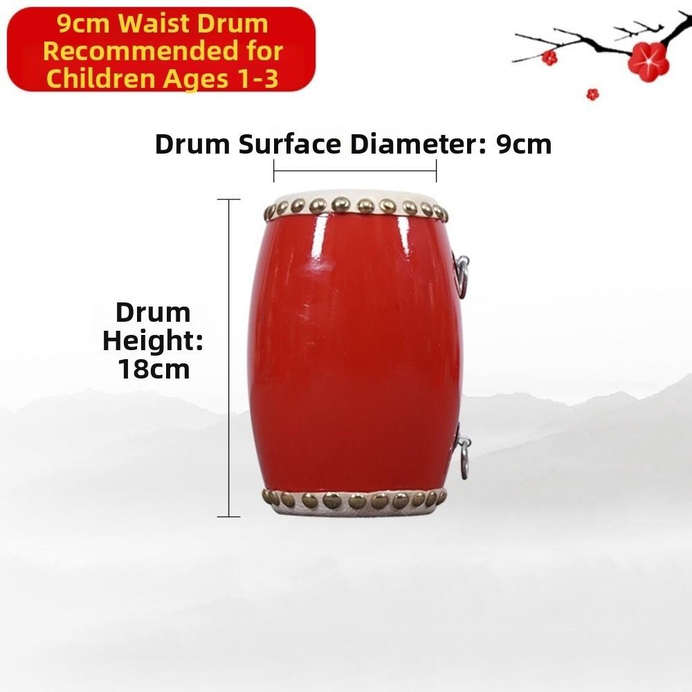 Wooden Learning Instrument Kids Drum Performance Instrument Traditional Waist Drum Cultural Events 9cm