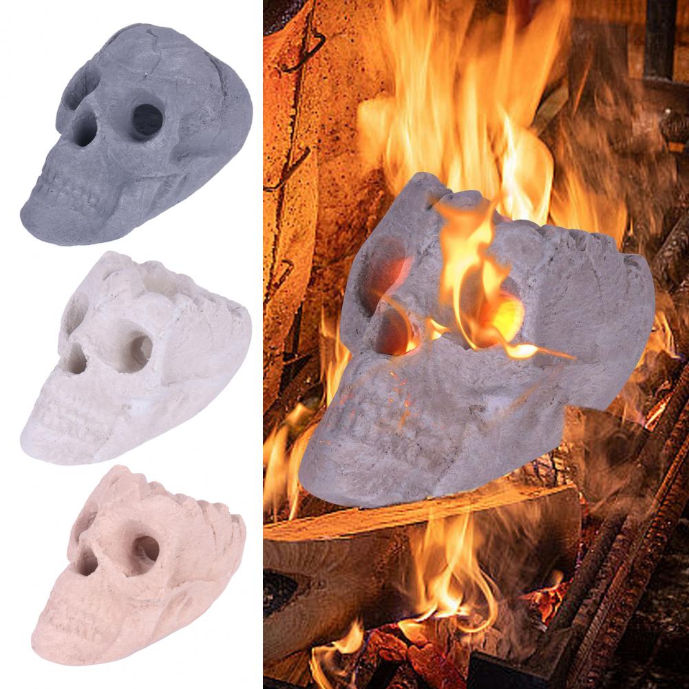 Lagerfeuerstelle Schädel Dekoration Realistisches Skelett Design Kaminzubehör Keramik Schädel Skulptur Heimdekorationszubehör