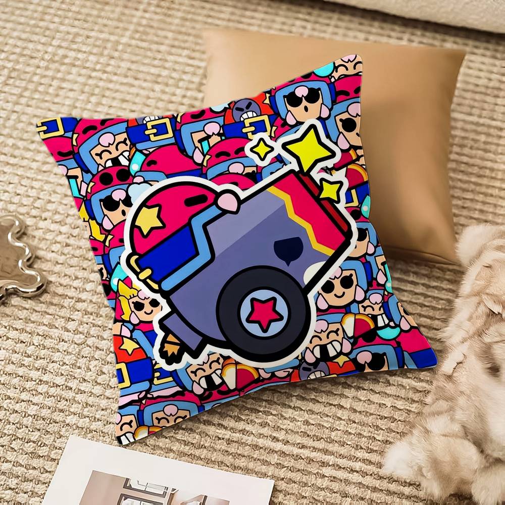 B-Brawl Anime S-Stars Pillow Case Anti-dustmite Pillowcase Invisible Zipper Silky Short Plush Sofa Cushion Cover