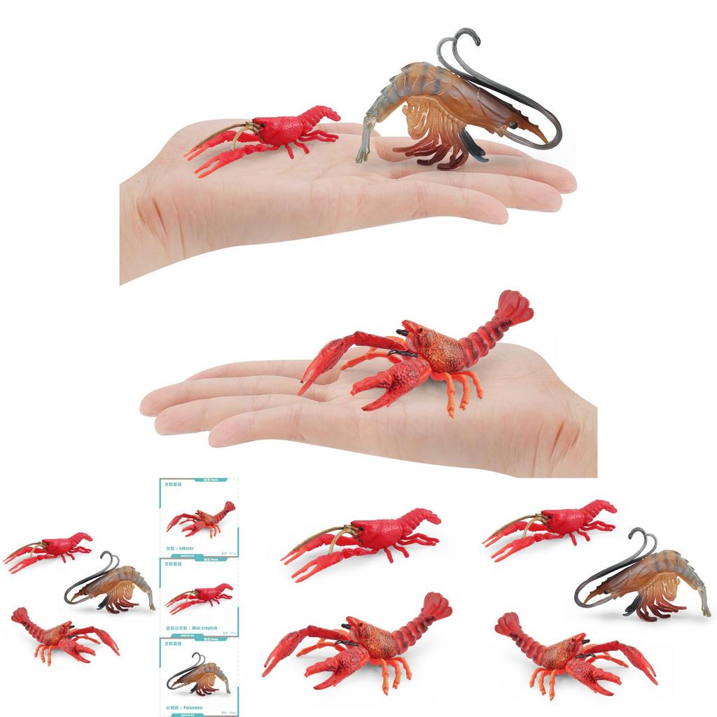 Detailed Plastic Lobster And Shrimp Models For Realistic Aquatic Themed Decor