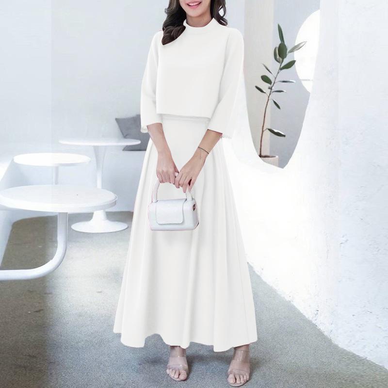 

ZANZEA Женская блузка с рукавом 3/4 и юбки Летние костюмы-двойки 2XL белый