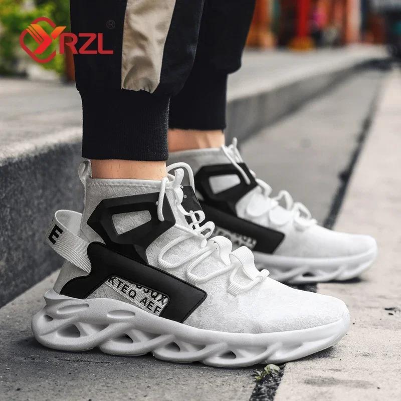Yrzl Men'S Sneakers High Top Shoe Man Breathable Non Slip Comfortable Mesh Shoes For Men Non Slip Casual Running Shoes