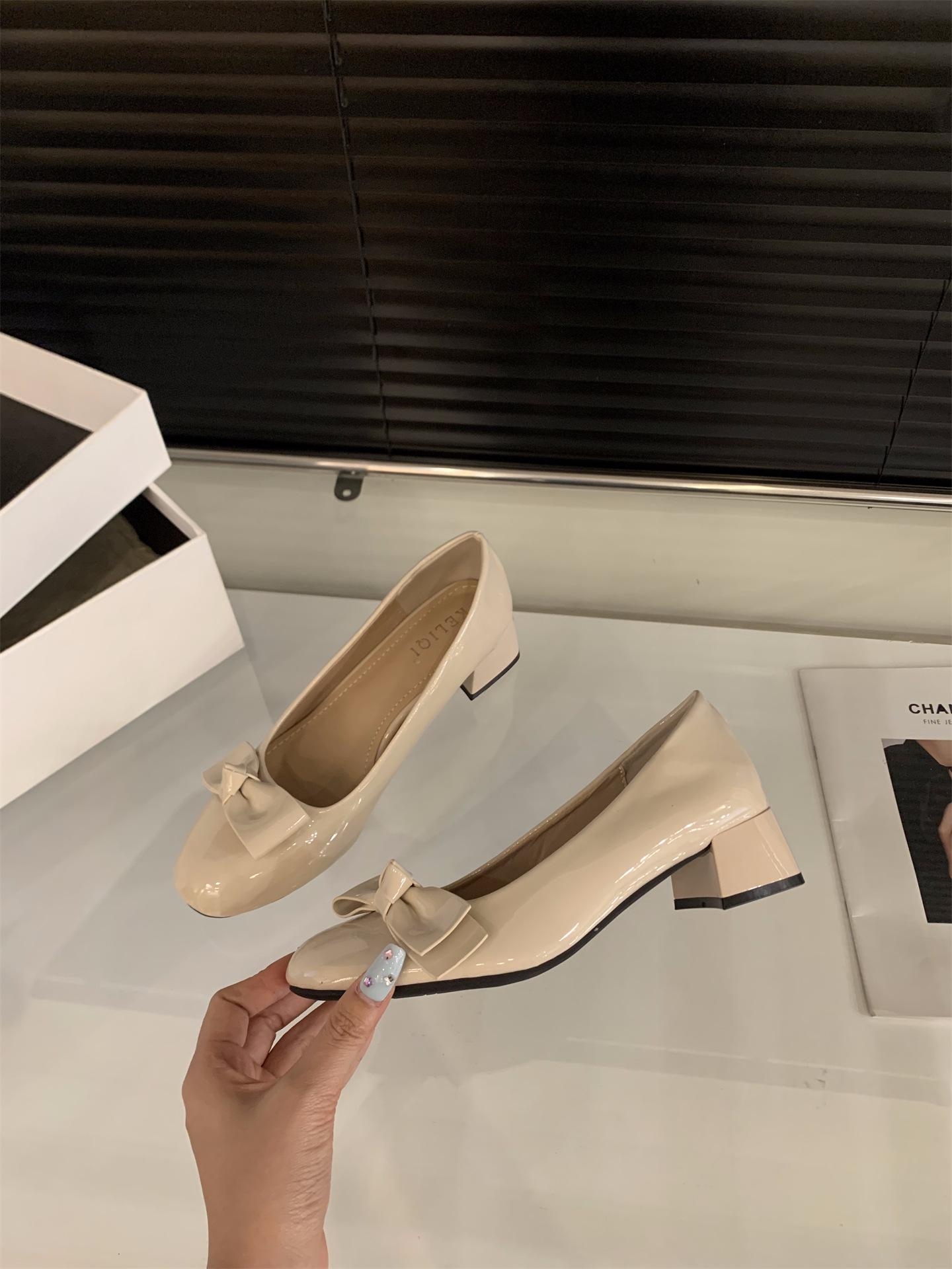 

French medium and high heel pink suede single shoes women s shoes 2025 new spring and autumn bow with skirt evening shoes 39