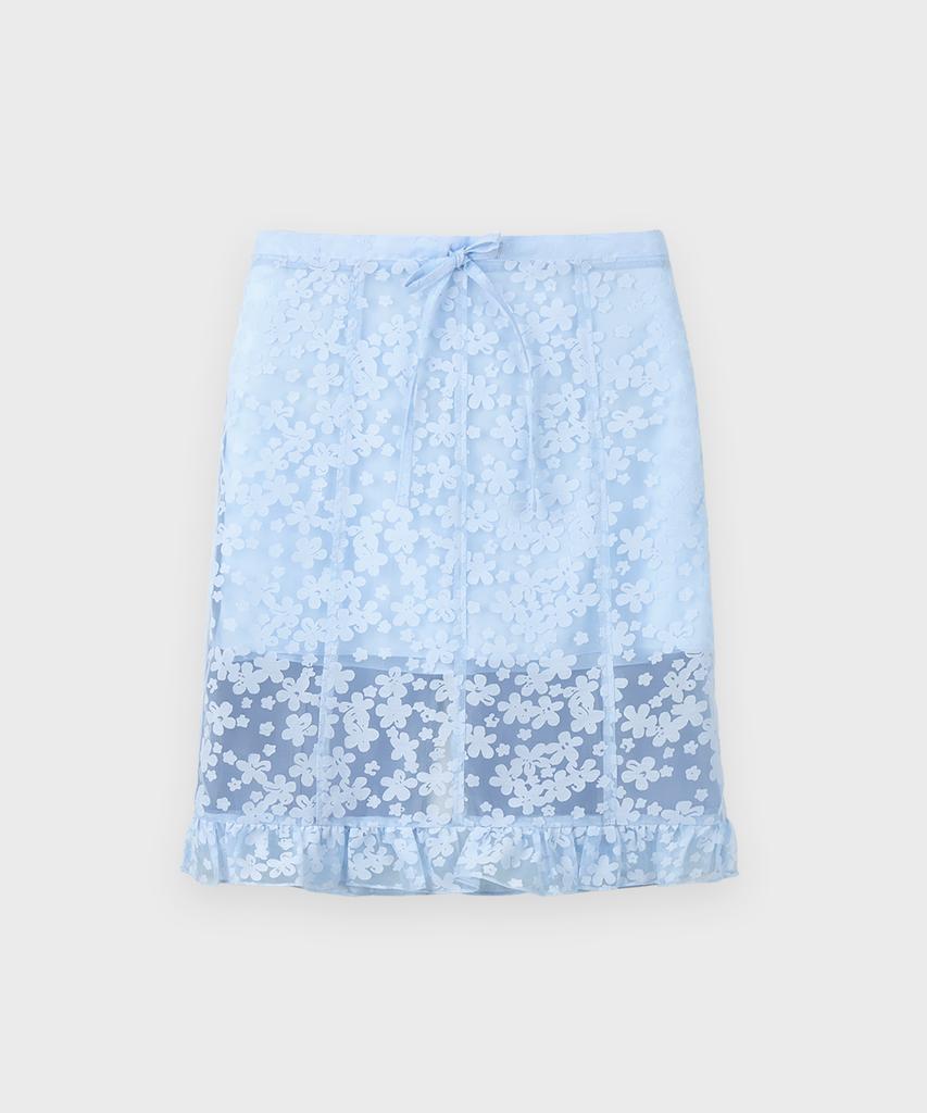 Sinun Flower Sheer Skirt (Blue)