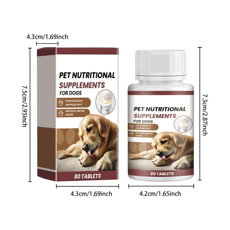 Dog Calciums Supplement Tablets 80Counts Joint Support Supplement Bone Health Improvement for Various Breeds Dogs