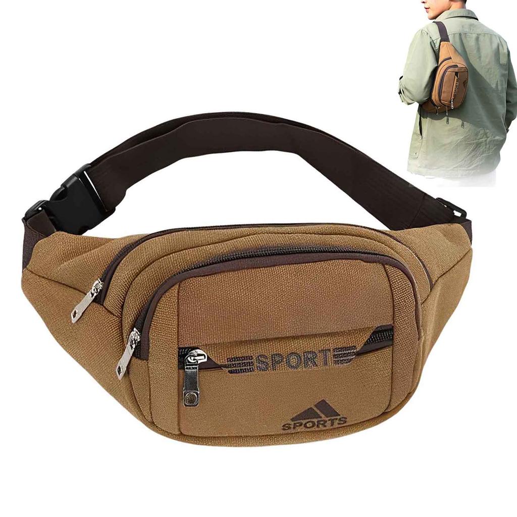 Men's Multifunctional Chest Bag with Adjustable Strap Outdoor Waist Bag for Shopping Camping Walking