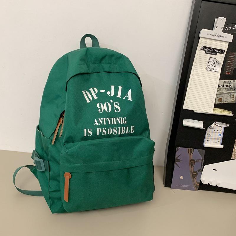 

American Retro Printing Large-Capacity Backpack, Male And Female College Students, Junior High School Students, Schoolbags, Leisure Travel Backpacks зелений
