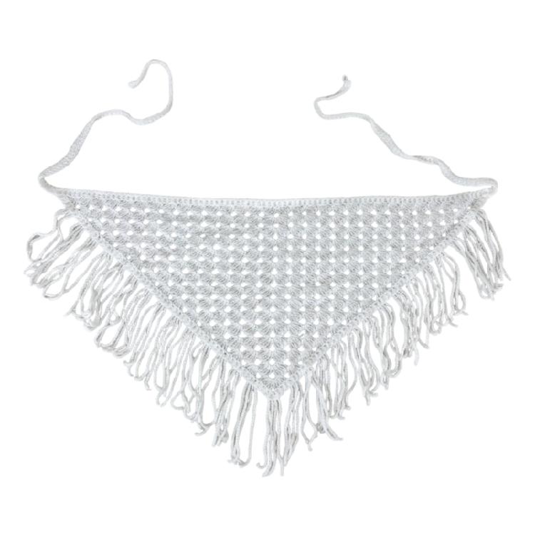 Multipurpose Crochet Triangled Scarf With Polyester Trim Stylish Layered Neck Wrap For Daily Outdoor Use