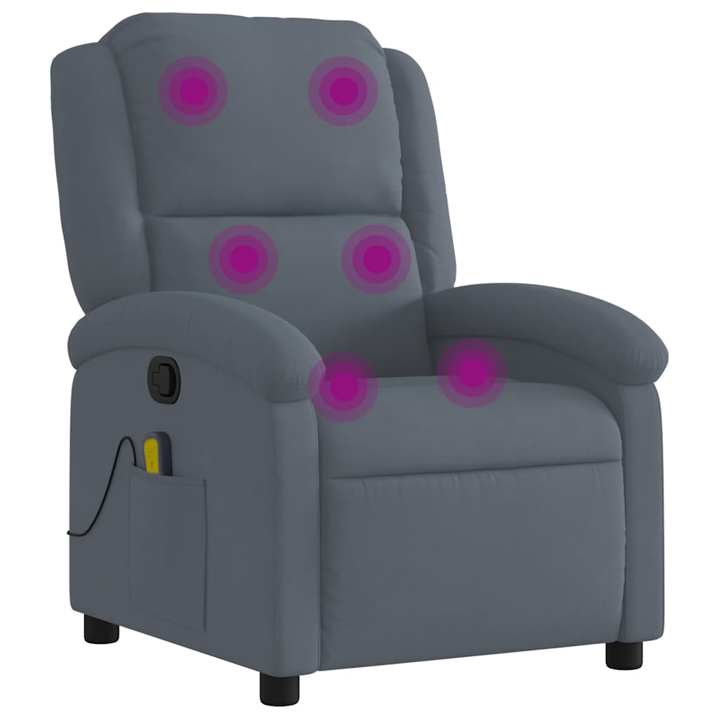 Massage Relax Chair Dark Grey Velvet