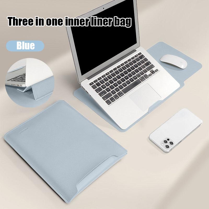Drie-in-één Laptop Sleeve Tas Hoes Met standaard Voor Apple Macbook 16 15 13 11 inch Voor Lenovo Huawei Xiaomi ASUS Notebook Tassen 15.6-16 in blauw