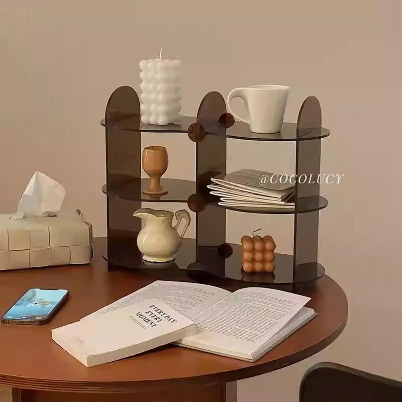 Acrylic Transparent Storage Rack Coffee Cups and Perfume Display Stand Cosmetics Storage Racks Bathroom and Bedroom Organizer