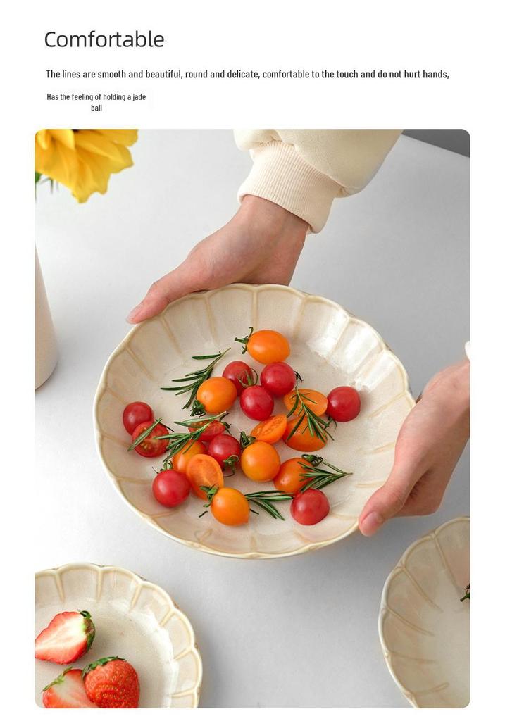 Japanese Retro White Glaze Ceramic Breakfast Plate - Creative and Simple Design for Cakes and More