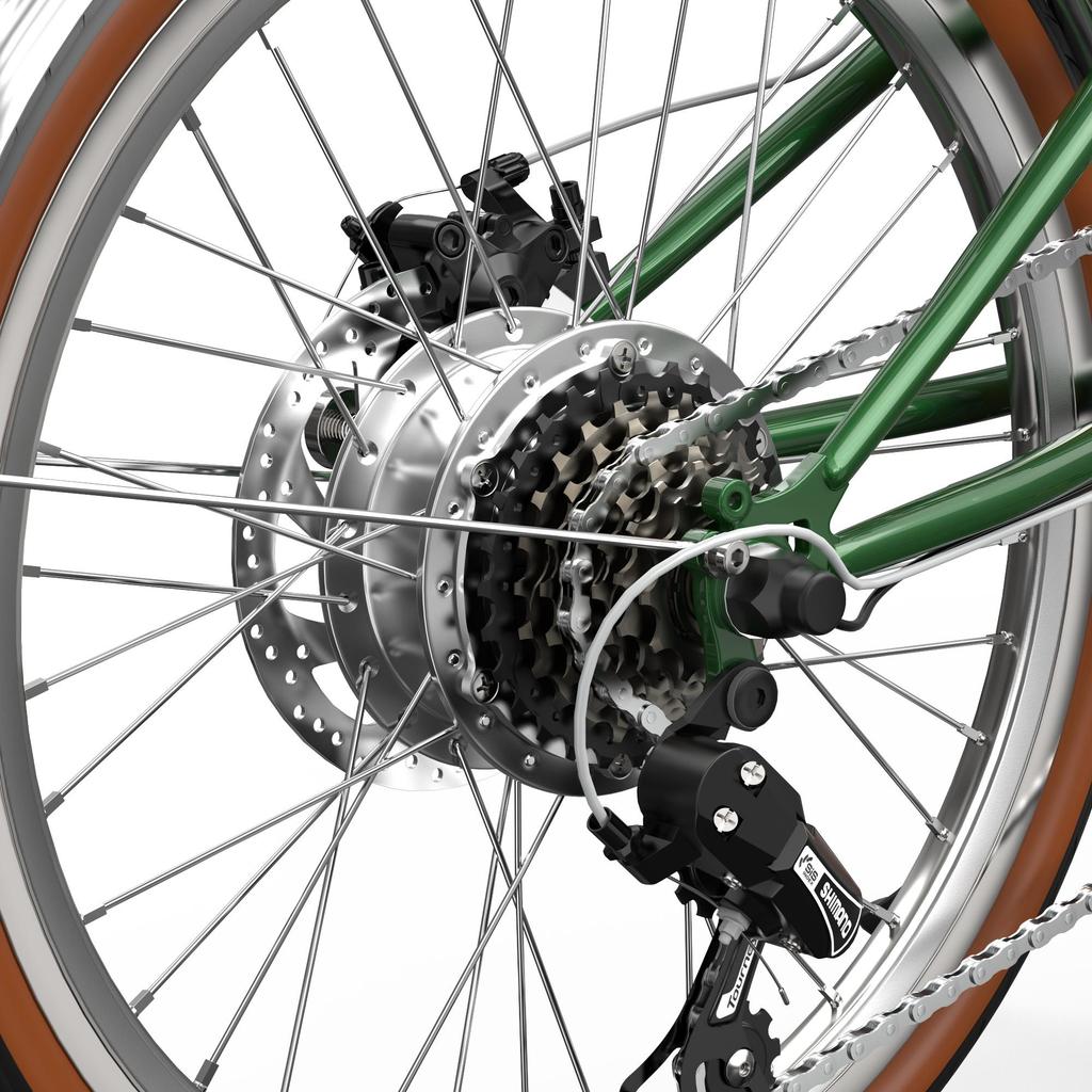 OT02PRO, rosso/verde, potenza motore 250W, 36V, batteria staccabile 5.2AH, pneumatici 20*1.35 pollici, bicicletta elettrica da città, velocità massima 25KM/H