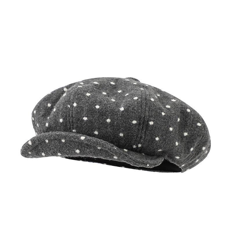 Korean Polka Dot Cloud Beret Female Spring And Summer Big Head Circumference Retro Versatile Painter Hat Showing Face Small Octagonal Hat