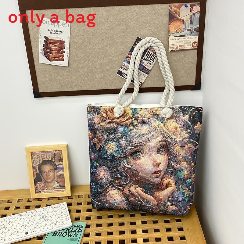 Canvas Damen-Tragetasche Mit Stickerei Und Hellem Pailletten Für Den Täglichen Gebrauch