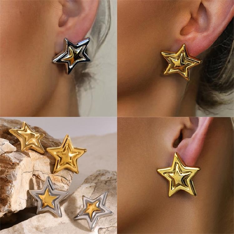 Contemporary Star Fashion Earrings Layereds Over Sturdy Alloy Materials Jewelry Accessory for Daily Casual Wear