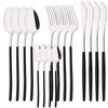16Pcs Western Black Gold Dinnerware Set Stainless Steel Tableware Flatware Cutlery Set Dinner Knife Fork Spoon Silverware