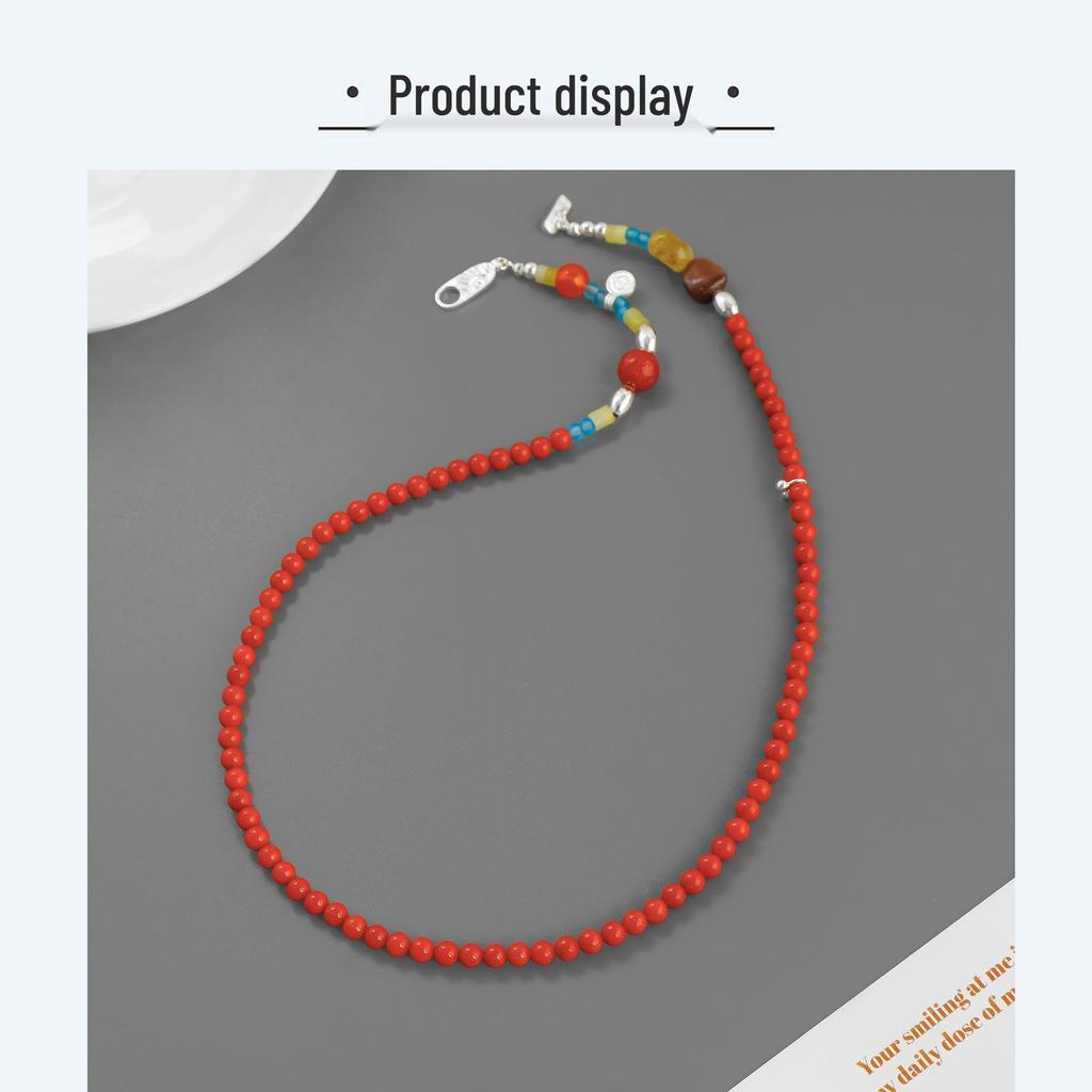 Jiā Língshān Retro Nomadic Choker - Colorful Beaded Necklace