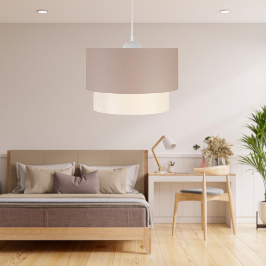 

Cake Single Pendant Lamp Chandelier Coffee Fabric Bedroom Living Room Hall Lighting