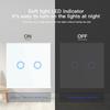 BSEED 1/2/3Gang Touch Switch Double Light Switch Triple Sensor Switch 1Way EU Standard Glass Panel Blue Back Light White Series