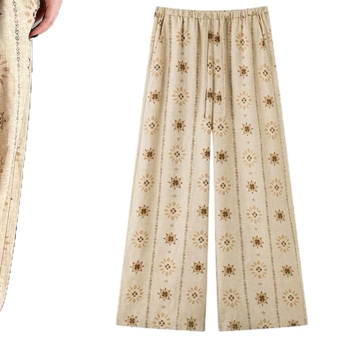 

Spring 26 Mottled Print Retro Straight-Leg Pants with Waist Rope Medium
