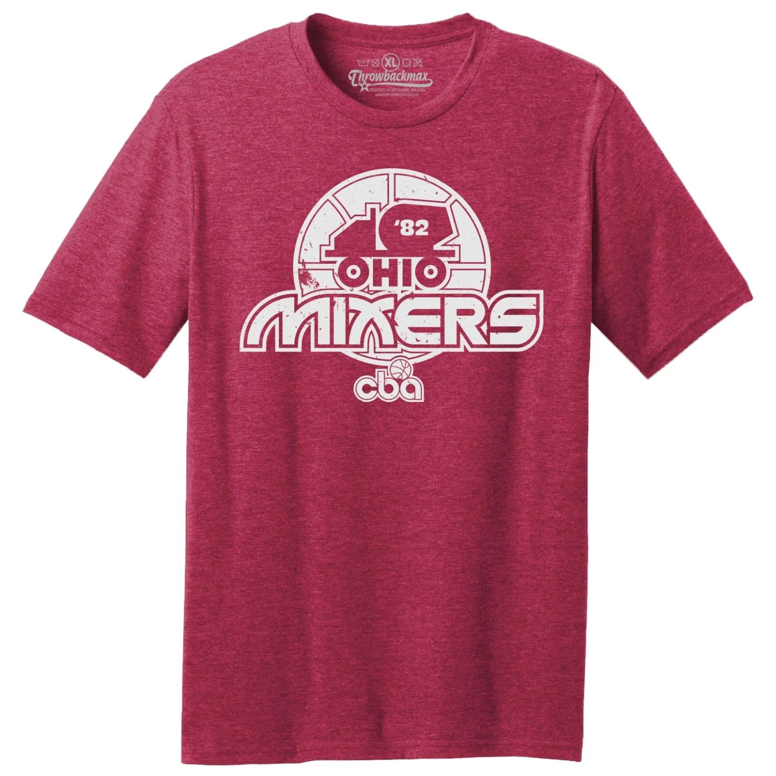 Ohio Mixers 1982 CBA Logo Basketball TRI-BLEND Tee Shirt - Red Heather L