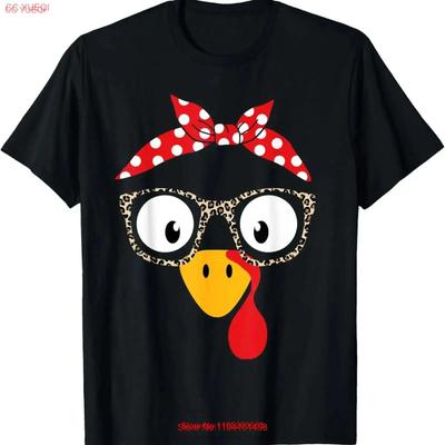 Turkey Woman or Girl with Leopard Glasses for Thanksgiving T Shirt Vintage Washed Comfortable Stretched Graphic Versatile