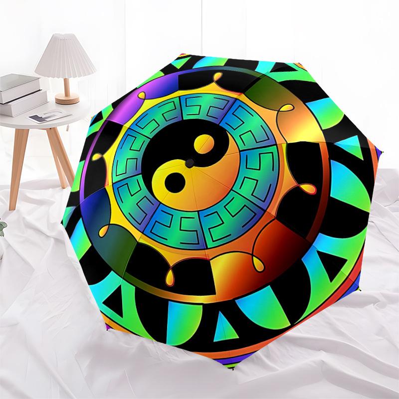 1pc Yin Yang Symbol Automatic Folding Umbrella, Portable Collapsible Design, 8-Rib Iron Frame, Outdoor Accessory yy250905088