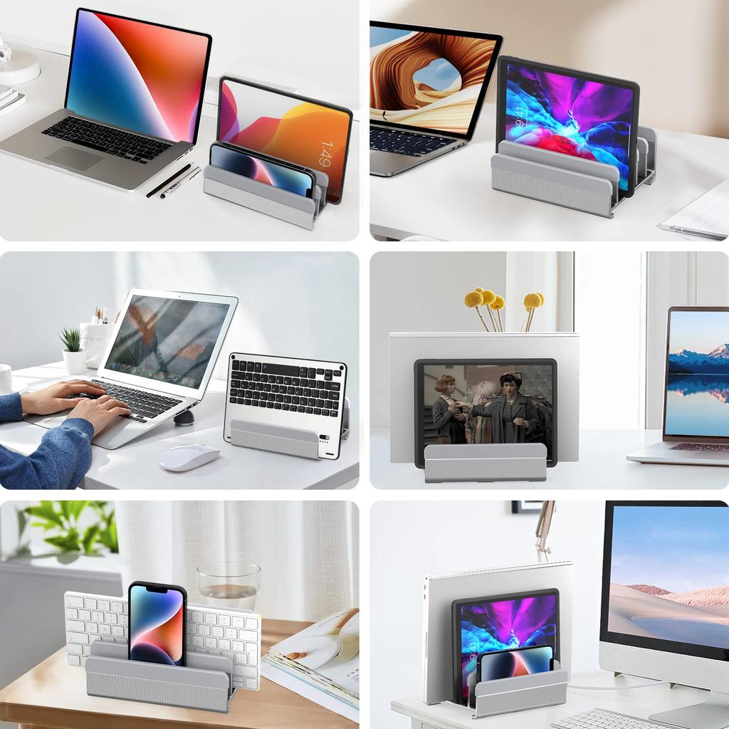 Laptop Vertical Holds 5 Adjustable Holder Aluminum Alloy Clamshell Space Compatible with All Stand, PC/Tablet Stand, PCs, Cooling, Width, Material,
