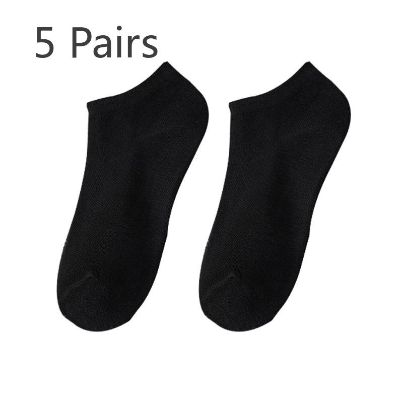 5 Pairs of Men's Summer Thin Classic Sweat Absorbing Deodorizing Invisible Sports Boat Socks