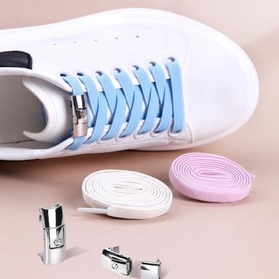 1 Paar 8mm Schnürsenkel ohne Binden mit Schnallenverschluss Öffnung Einfarbig Flach Elastisch Mehrzweck Kinder Erwachsene Bequeme Schnürsenkel für Outdoor