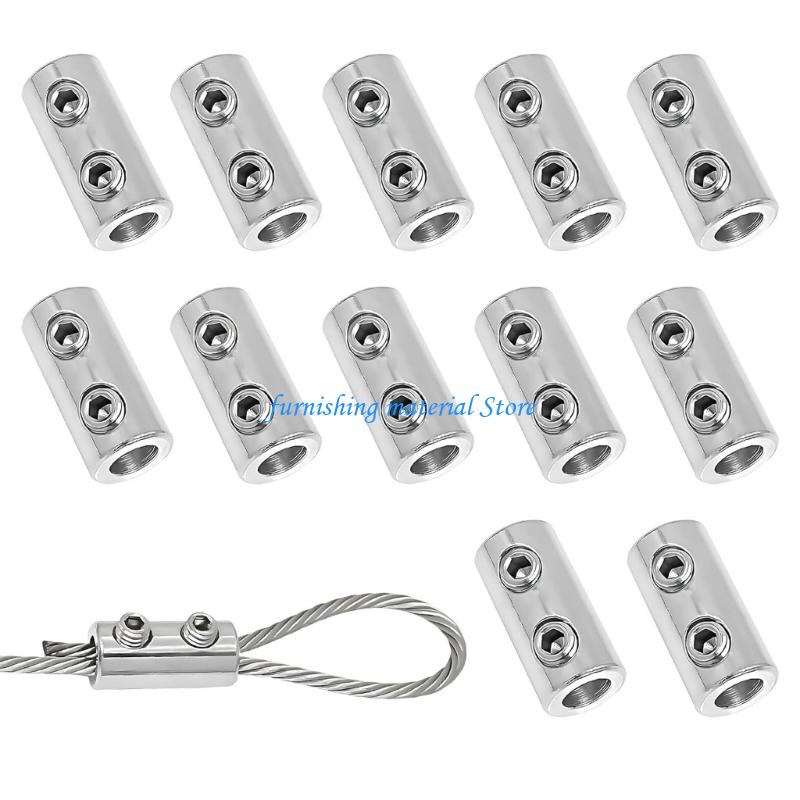 Y5GD 12Pcs Metal Steel Wire Rope Locks Double Hole Clamps for Various Indoor And Outdoor Applications Easy to Install