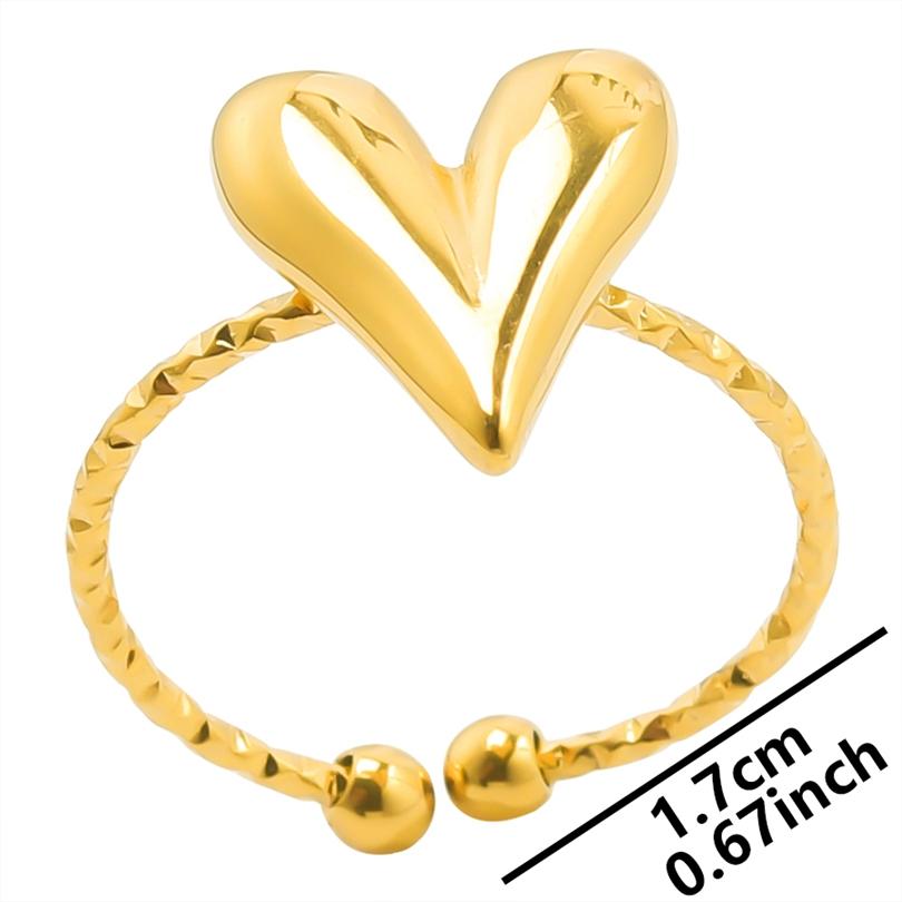 1/5Ppcs/Lot Real Gold Plated Stainless Steel Rings For Women Men Accessories Open Adjsutable Chunky Butterfly Heart Ring Anillos