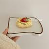 OK Maji Korean-Style Toast-Shaped Ceramic Dessert Plate