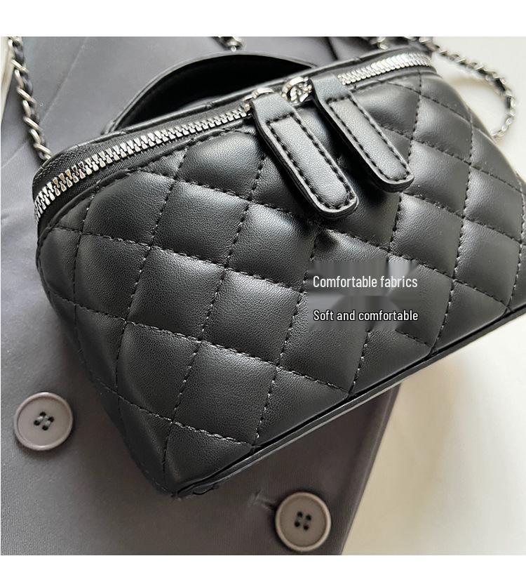 Women's 2025 Argyle Embroidery Small Handbag: Versatile Chain Crossbody, Handheld Box, Square Bag for Spring/Summer Fashion