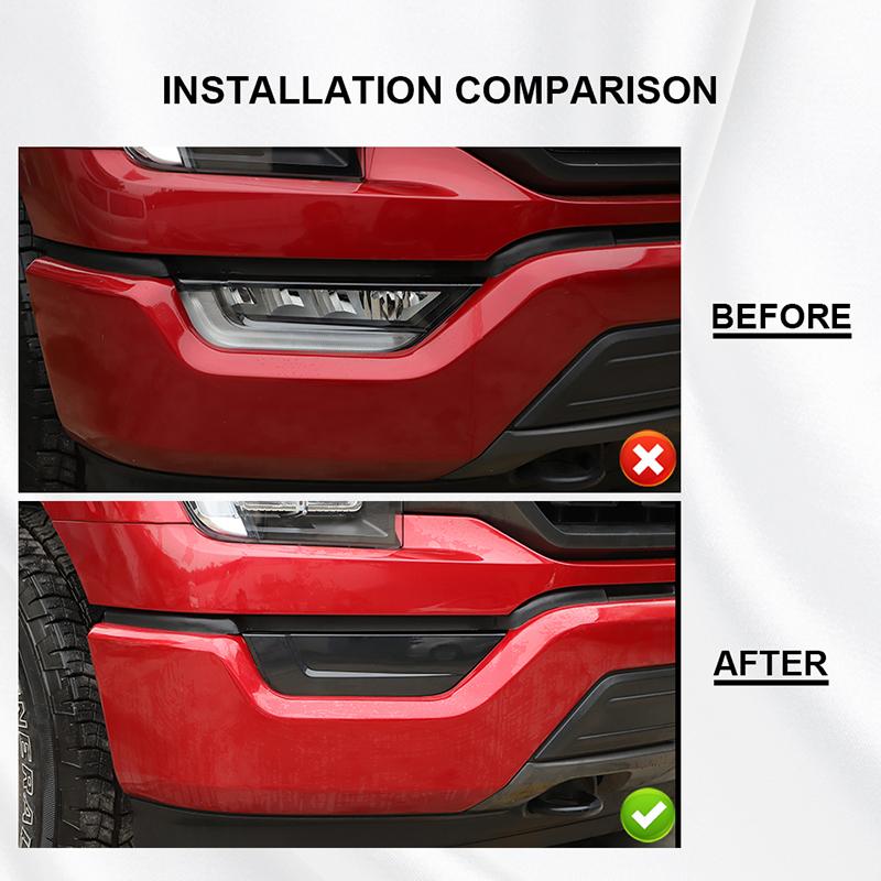 Car Front Fog Light Cover Trim Fog Lamp Decoration Guard for Ford F150 2021 Up Accessories Smocked Black