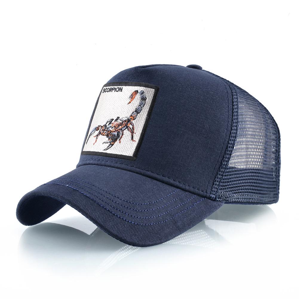 Four Seasons Trucker Cap Men Women Snapback Hip Hop Baseball Cap With Embroidery Scorpion Patch Adjustable Visor Hat