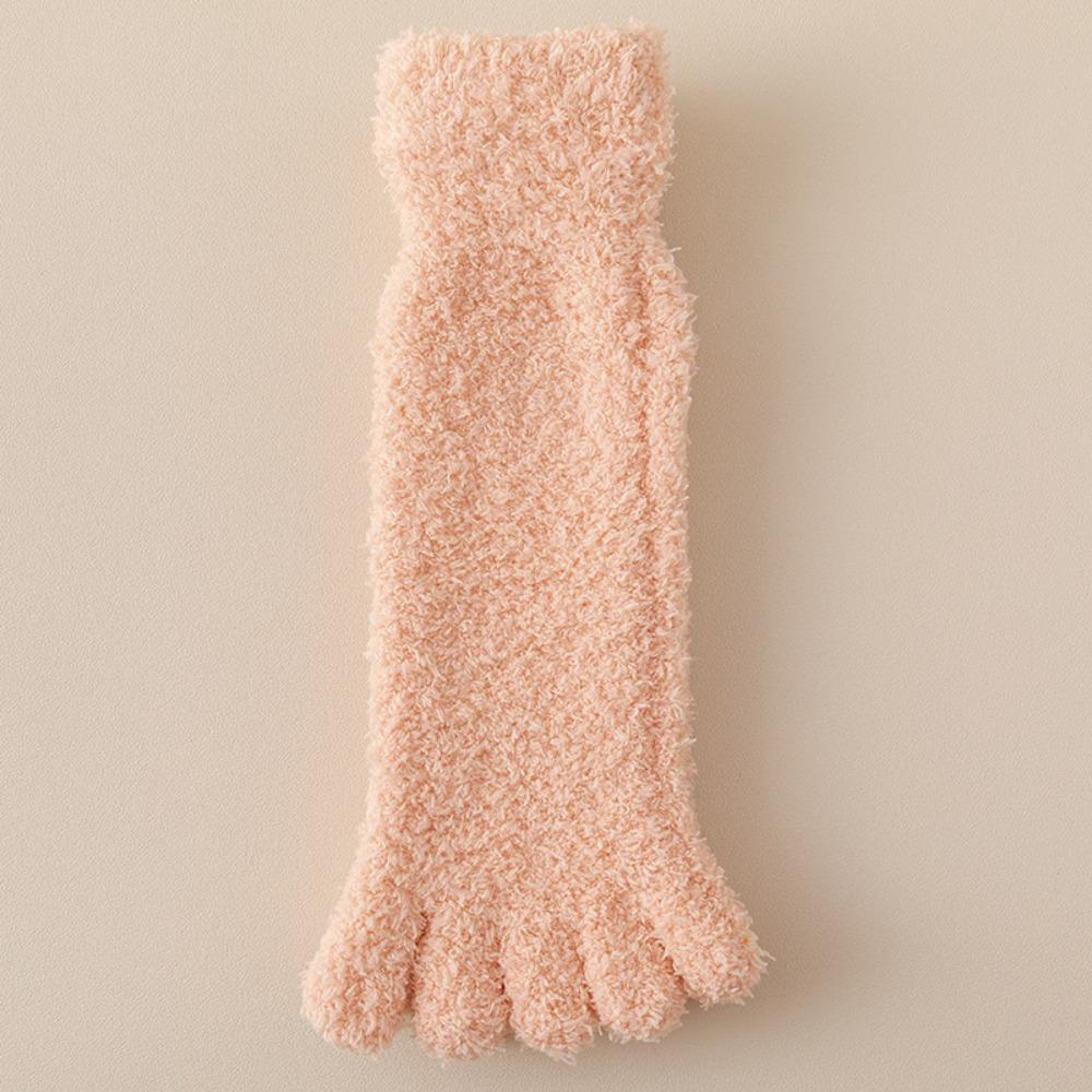 Mid Tube Five Toe Fleece Socks Winter Floor Socks Women Kawaii Five Toe Plush Socks  Winter