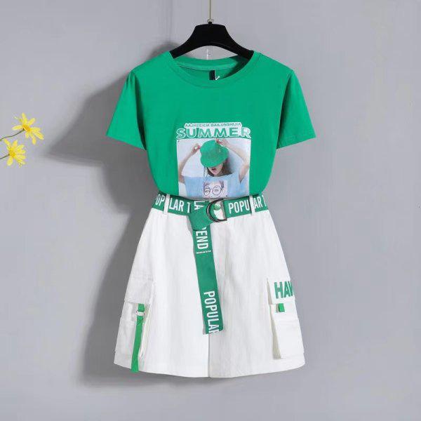 

Шикарный летний комплект из двух частей для девочек: Милый и повседневный костюм с шортами L зелёный