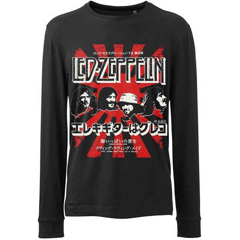 Led Zeppelin Японская Burst Черная Футболка с длинным рукавом Новая Унисекс Футболка XL