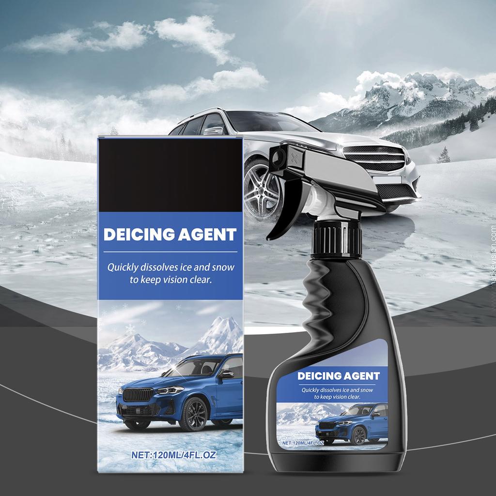 Windshield And Wiper De-icer Spray(120ml), Quickly Melts Frost And Eliminates Re-ice, Perfect For Car Windshields, Mirrors, Headlights And Doors