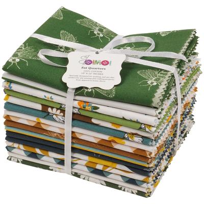 16 Pc Fat Quarter Bundle-  Honeybee Floral  Print 18"x 22"  DIY Patchwork-  100   Cotton  Pre-Cut Quilting Fabric