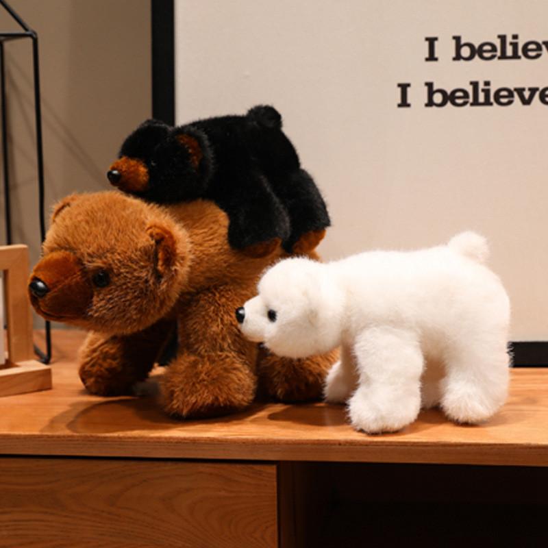 Cartoon Plush Bear Stuffed Animal With Long Pile Fur For Children Gift Giving