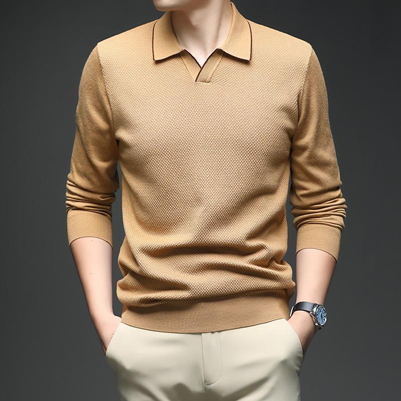 Men's 2025 Autumn/Winter Casual Knitwear: Fashionable Thin Long-Sleeve Loose Fit Sweater T-Shirt