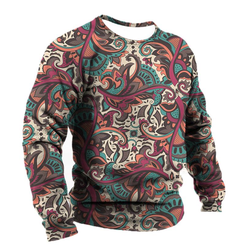 Men's T-shirt Baroque Graphics Fashion Printed T-Shirt Street O-neck Casual Clothes Oversized Top Men's Outdoor T-Shirt Pullover