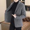Men Woolen Coat Lapel Long Sleeve Single Breasted Jacket Coat with Pockets Solid Color Loose Fit Casual Outerwear Cold Weather Wear