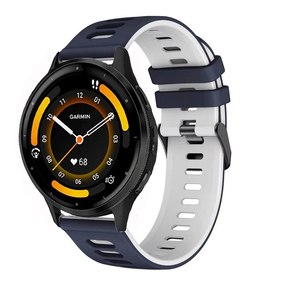 20mm 22mm Two-color Silicone Strap For Garmin Forerunner 265 165 55 965 955 255 570 970 Bracelet Wristband Garmin Venu 4/3 Belt