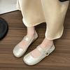 Ballet Flat Shoes Women's Autumn New Silver One-button Mary Jane Shoes with Skirt Single Shoes