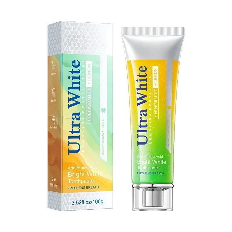 Lemon Mint Whitening Toothpaste Cleaning Teetch, Peppermint And Lemon Brightening Teeth Toothpaste Fresh Breath 100g 1pc