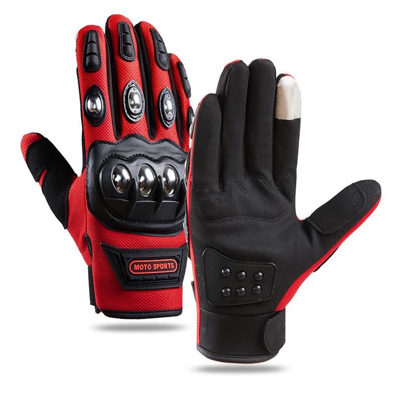 Locomotive gloves men's fitness sports touch screen non-slip outdoor riding protection touch screen stainless steel shell full finger